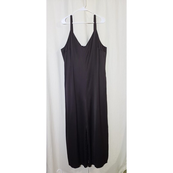 Banana Republic Italian Satin Wide-Leg Jumpsuit Size XL Viscose Wool Dark Brown - Picture 3 of 12